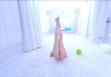 Hot Blonde Teen Strips For You In The White Studio