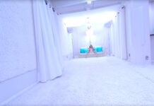 Beautiful Teen Blonde Strips in The White Studio